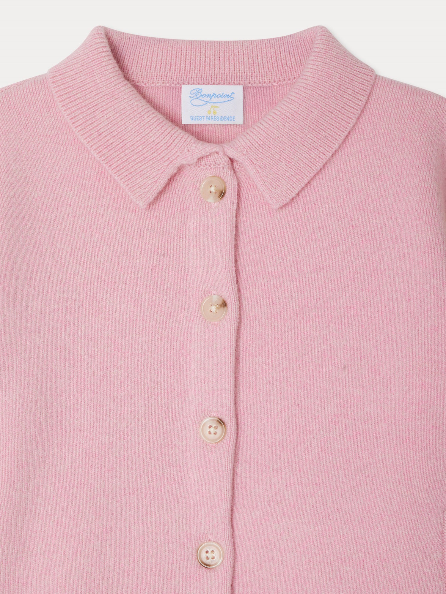 Bonpoint x Guest in Residence Liberté cardigan with contrasting embroidery in pink cashmere - Image 4