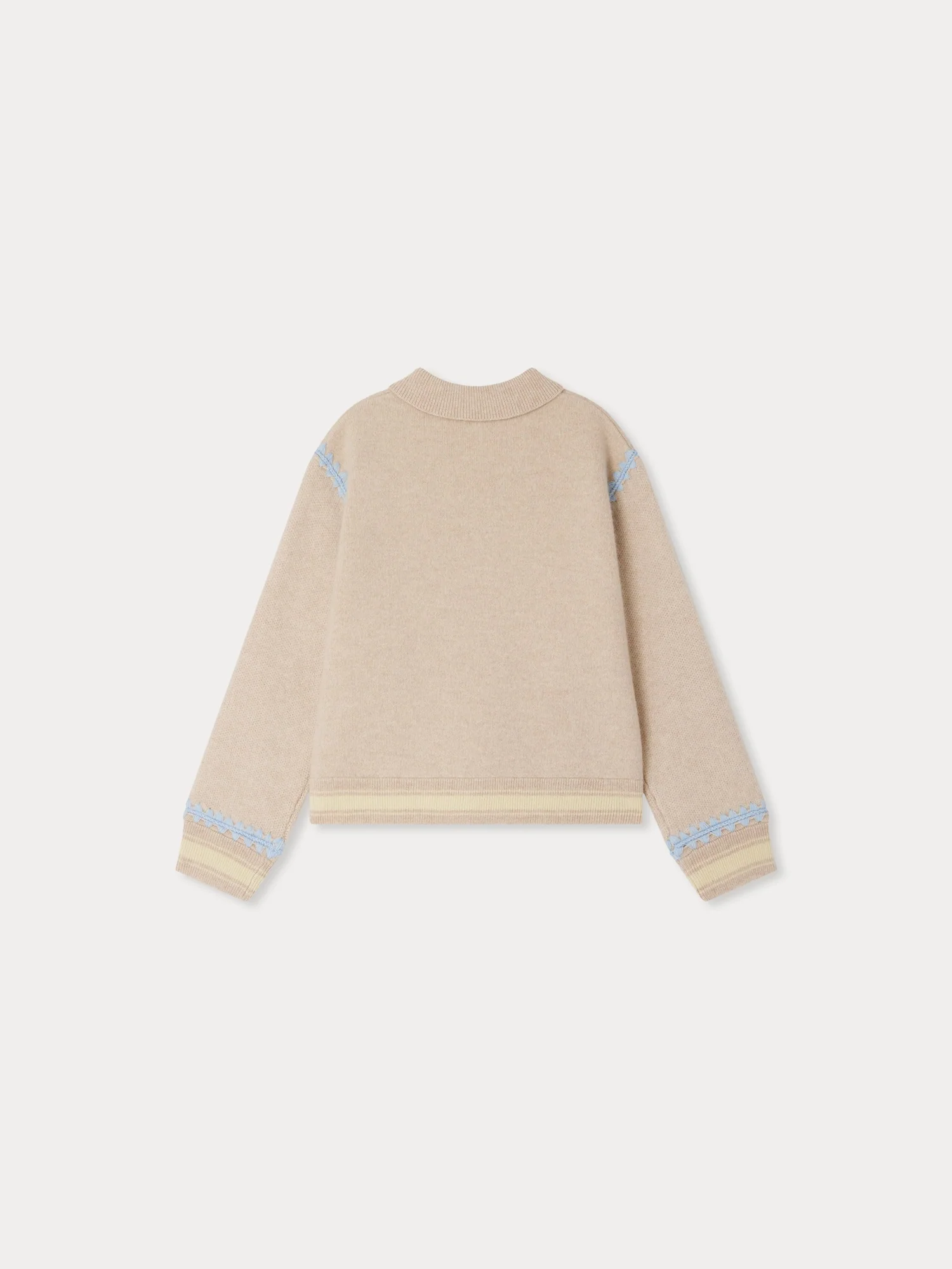 Bonpoint x Guest in Residence Liberté mixed cardigan with contrasting embroidery in sand cashmere - Image 3