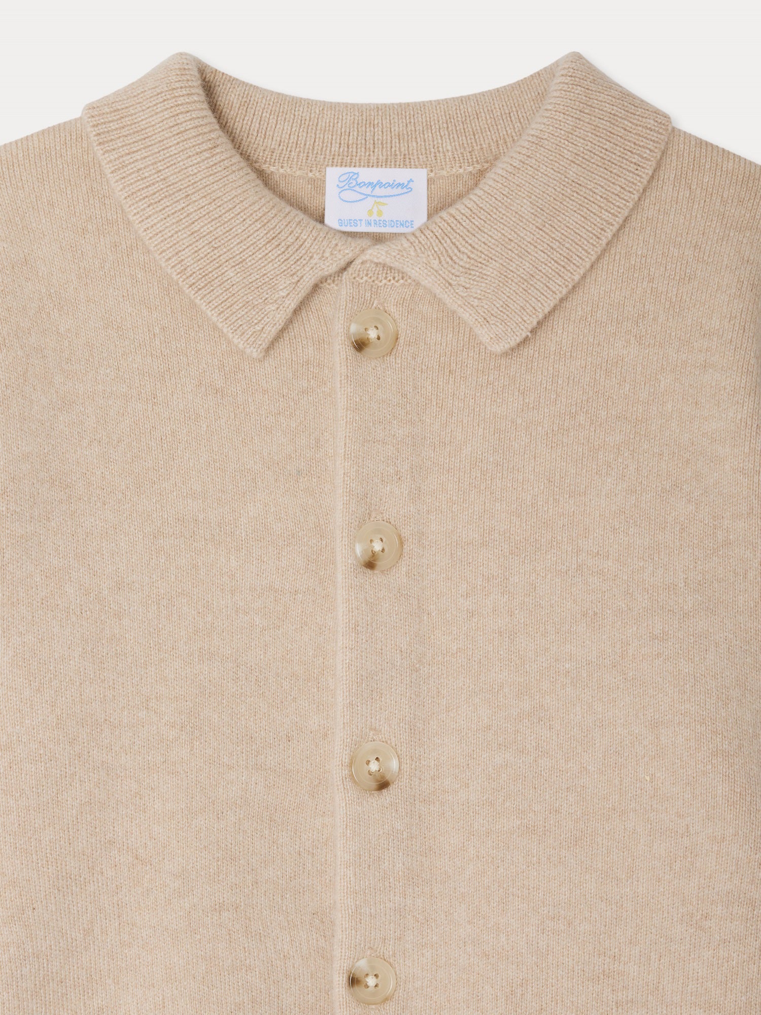 Bonpoint x Guest in Residence Liberté mixed cardigan with contrasting embroidery in sand cashmere - Image 4