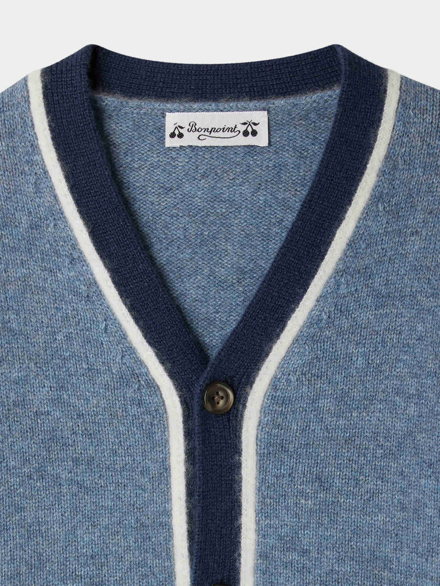 Garfield Blue Cashmere V-Neck Cardigan - Image 4