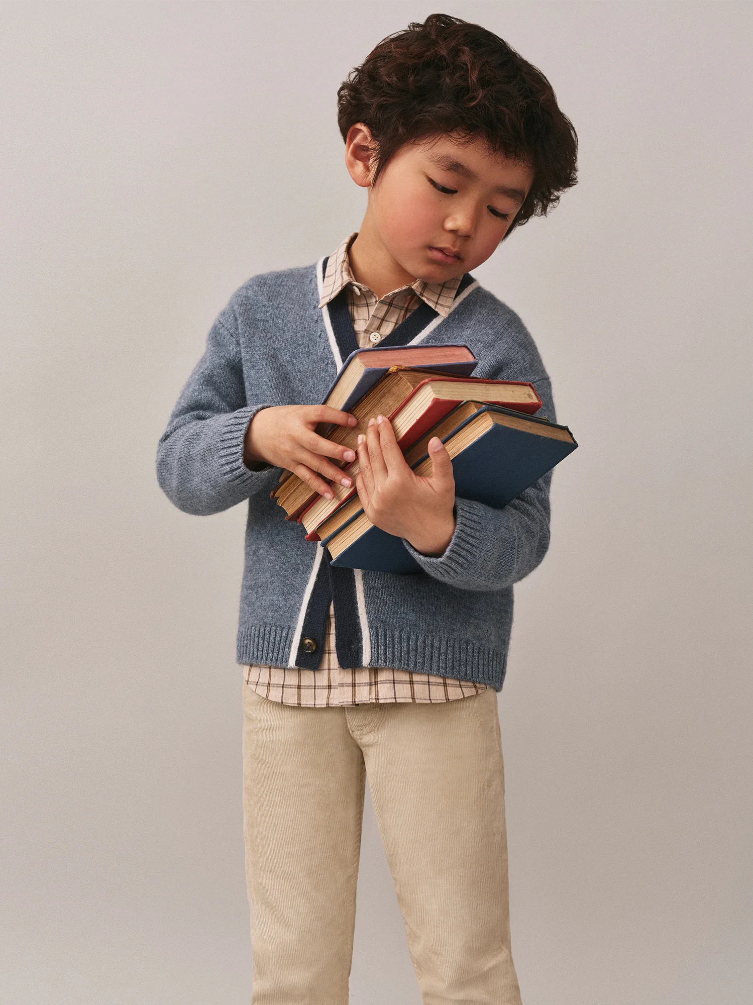 Garfield Blue Cashmere V-Neck Cardigan - Image 5