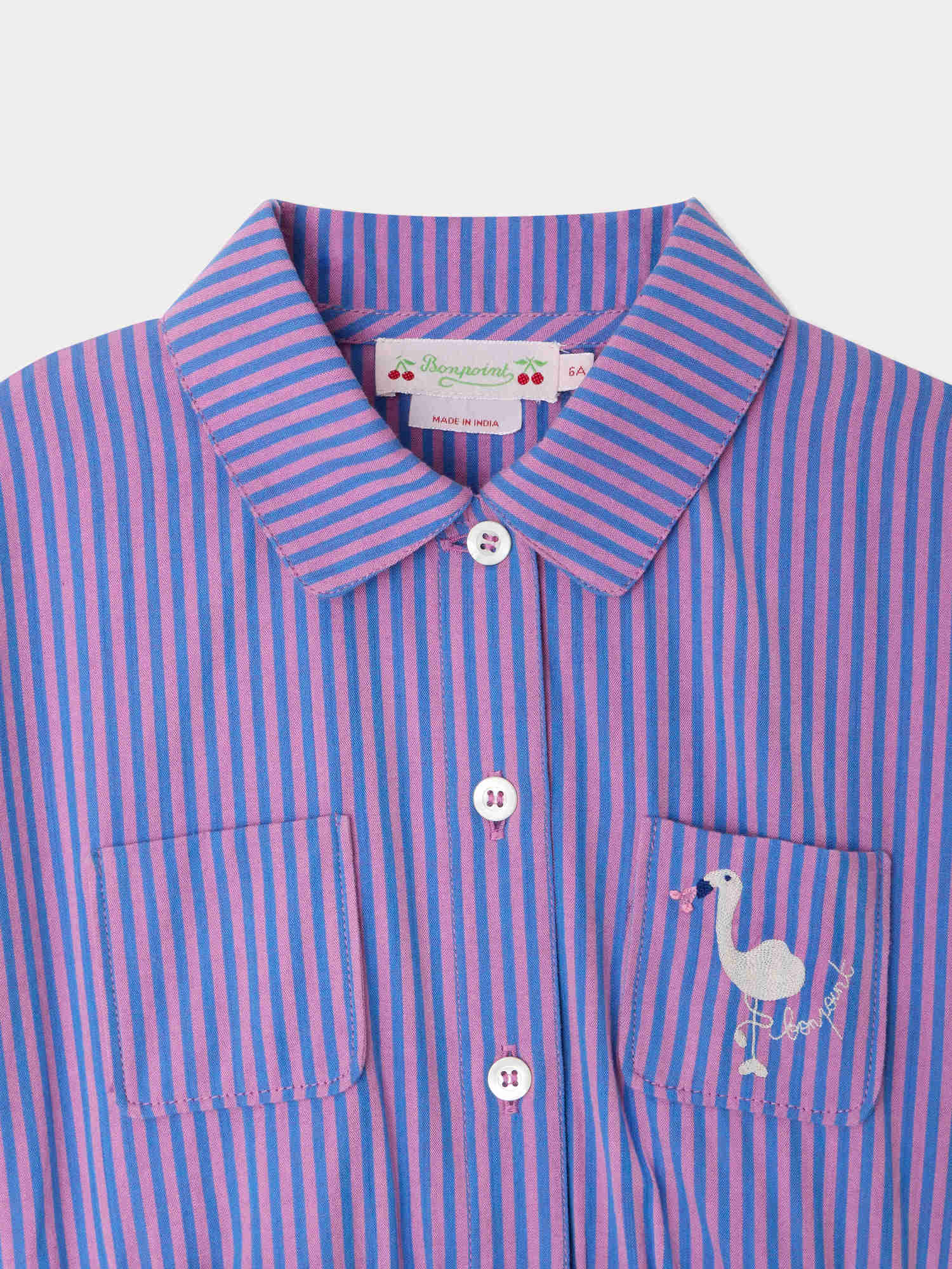 Gisele striped dress with organic cotton embroidery - Image 4