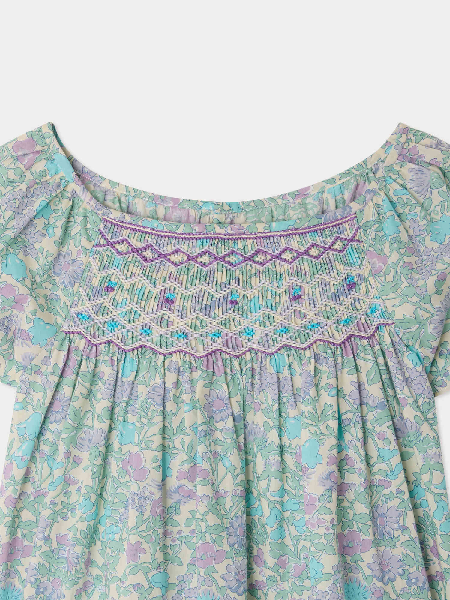 Grenade blouse smocked and embroidered in Liberty fabric in organic cotton - Image 4