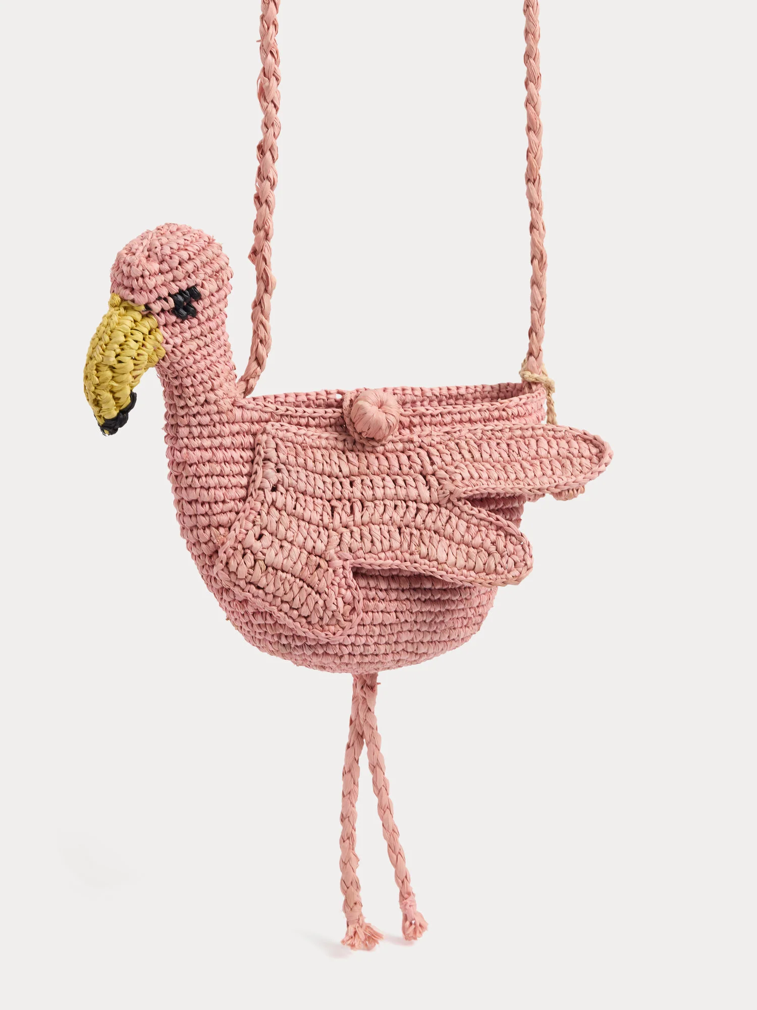 Lany handmade raffia pink flamingo bag - Image 4