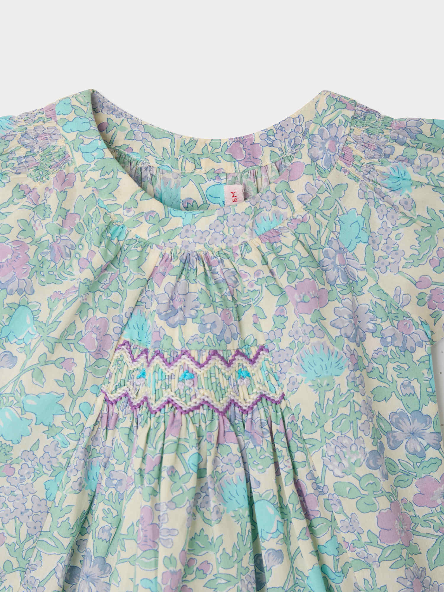 Laurie blouse smocked and hand-embroidered in Liberty organic cotton fabric - Image 3