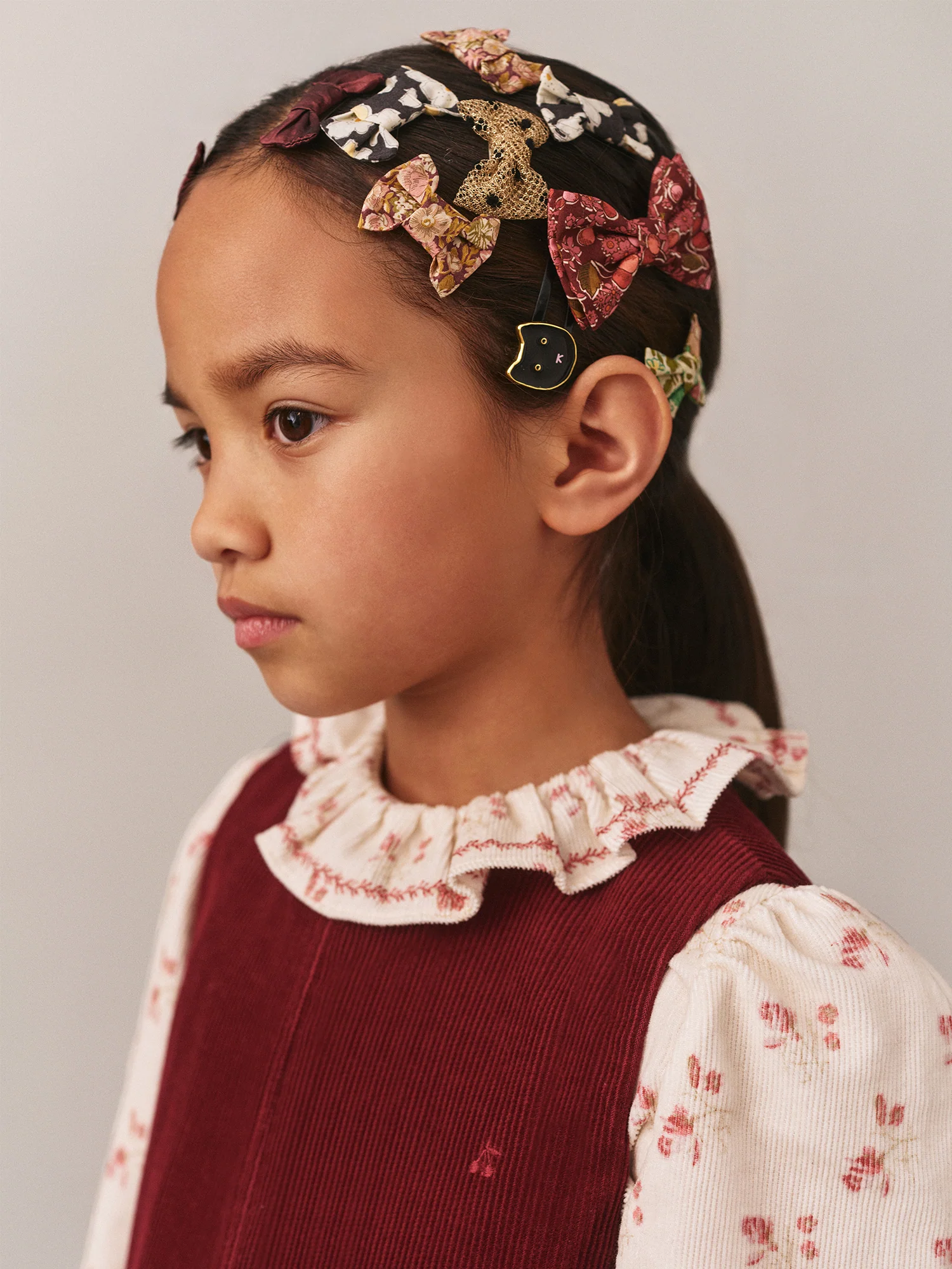 Miniclic barrette in black Liberty fabric in organic cotton - Image 3