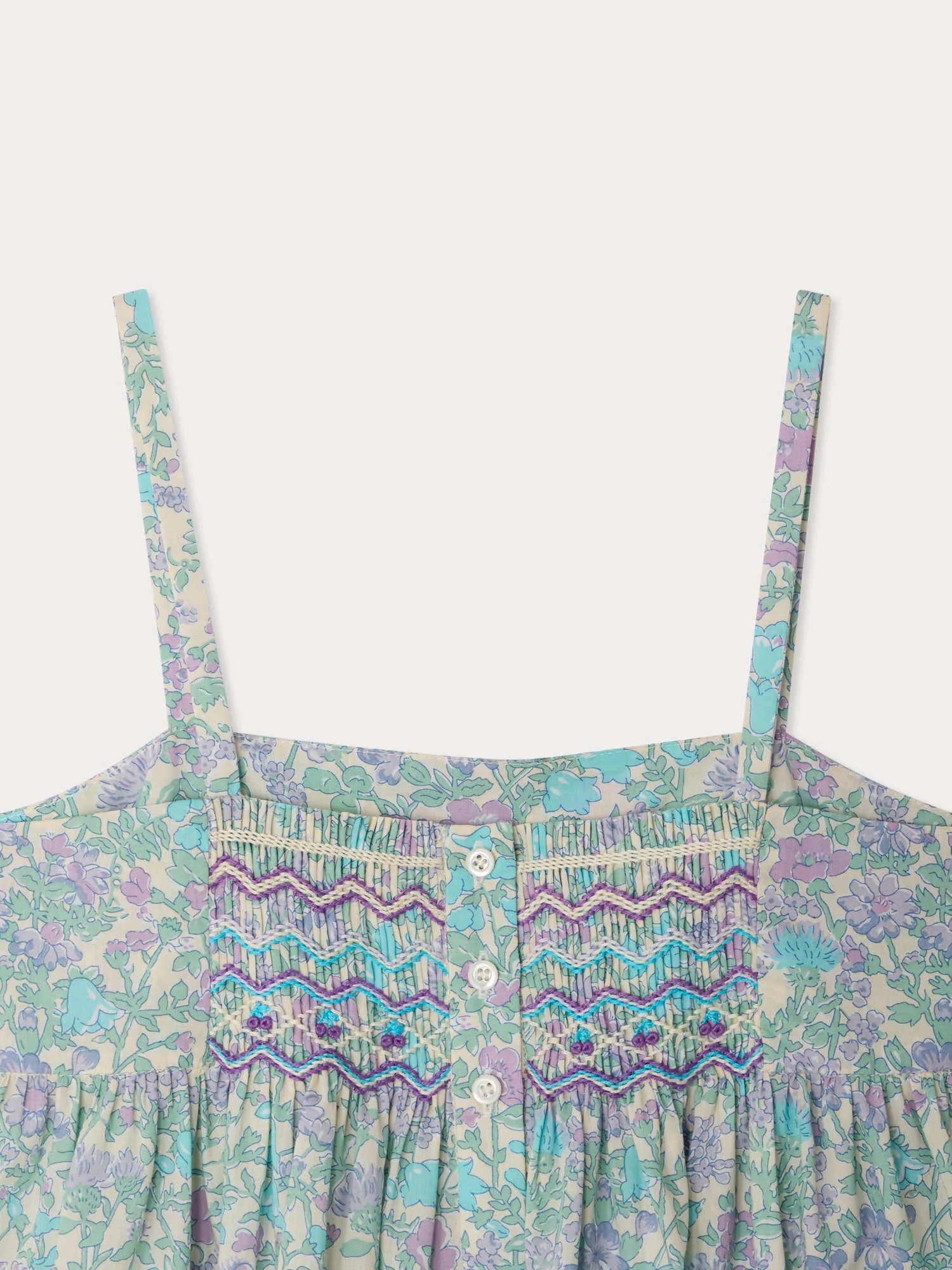 Passion dress smocked and embroidered in Liberty fabric in organic cotton - Image 4