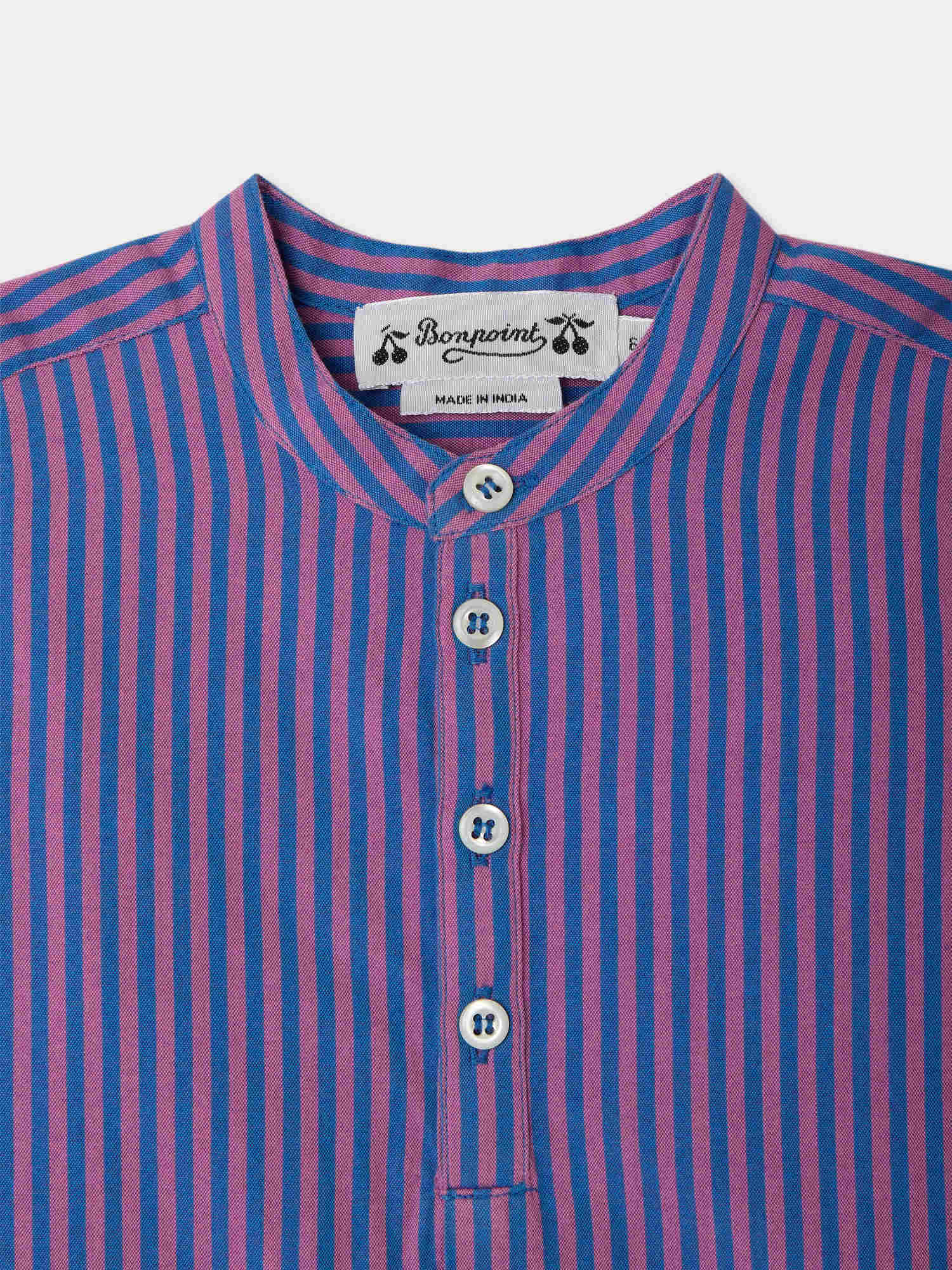 Polisson striped mandarin collar shirt in organic cotton - Image 3